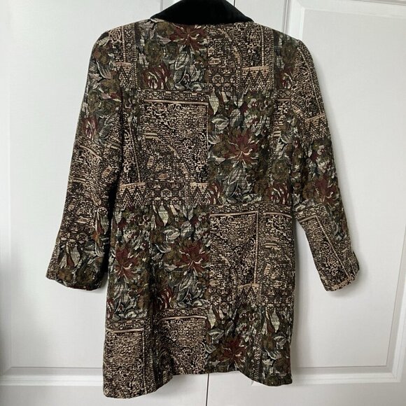 Vintage Holly Blazer Floral Tapestry Velvet Womens 6 Abstract Long Line 90s 80s - Picture 4 of 8